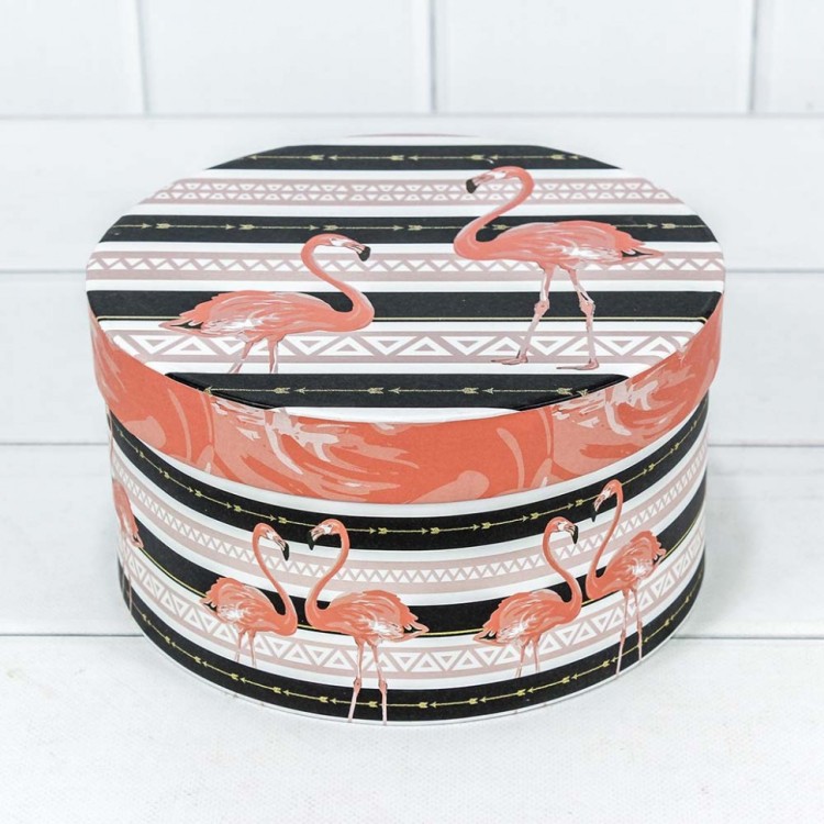7201000/412 Набор коробок 1/3 круглый 21*11,5 см Фламинго черный/розовый 1/30