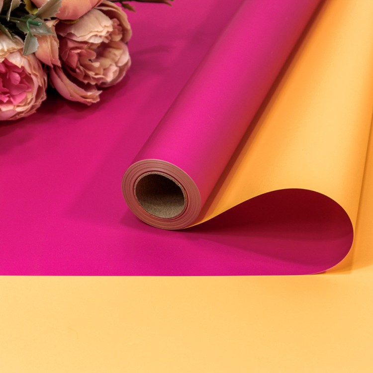 1604/219	Плёнка 0,58*10м матовая двухсторонняя 65мкм Глубокий розовый/Оранжево-жёлтый 1/30